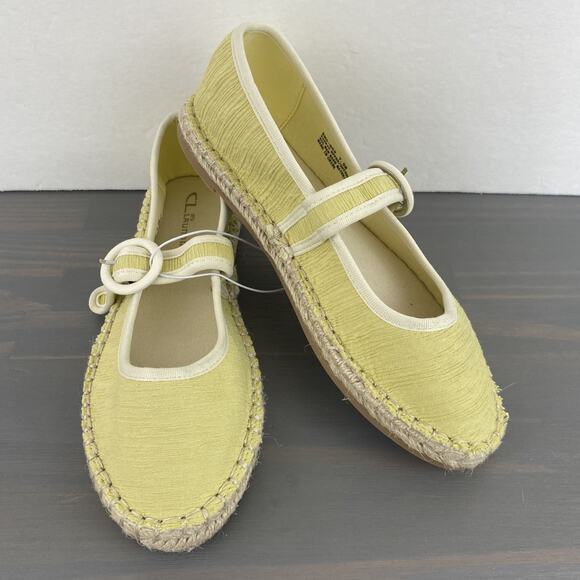CL by Laundry Espadrille Mary Jane Ballet Flats Women 7.5M 8.5M Yellow Beach NEW - Picture 1 of 9